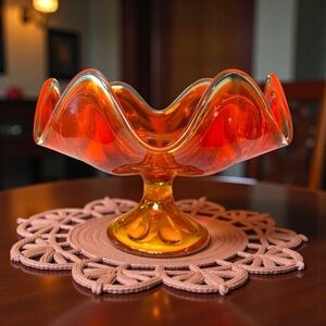 Elegant Orange Glass Art Bowl